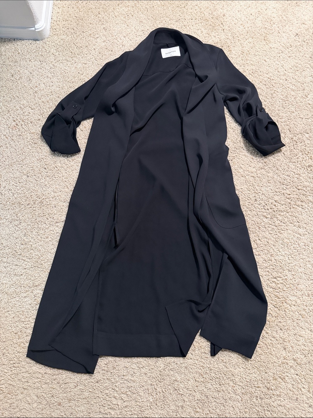 Aritzia Black Long Open-Front Duster Coat